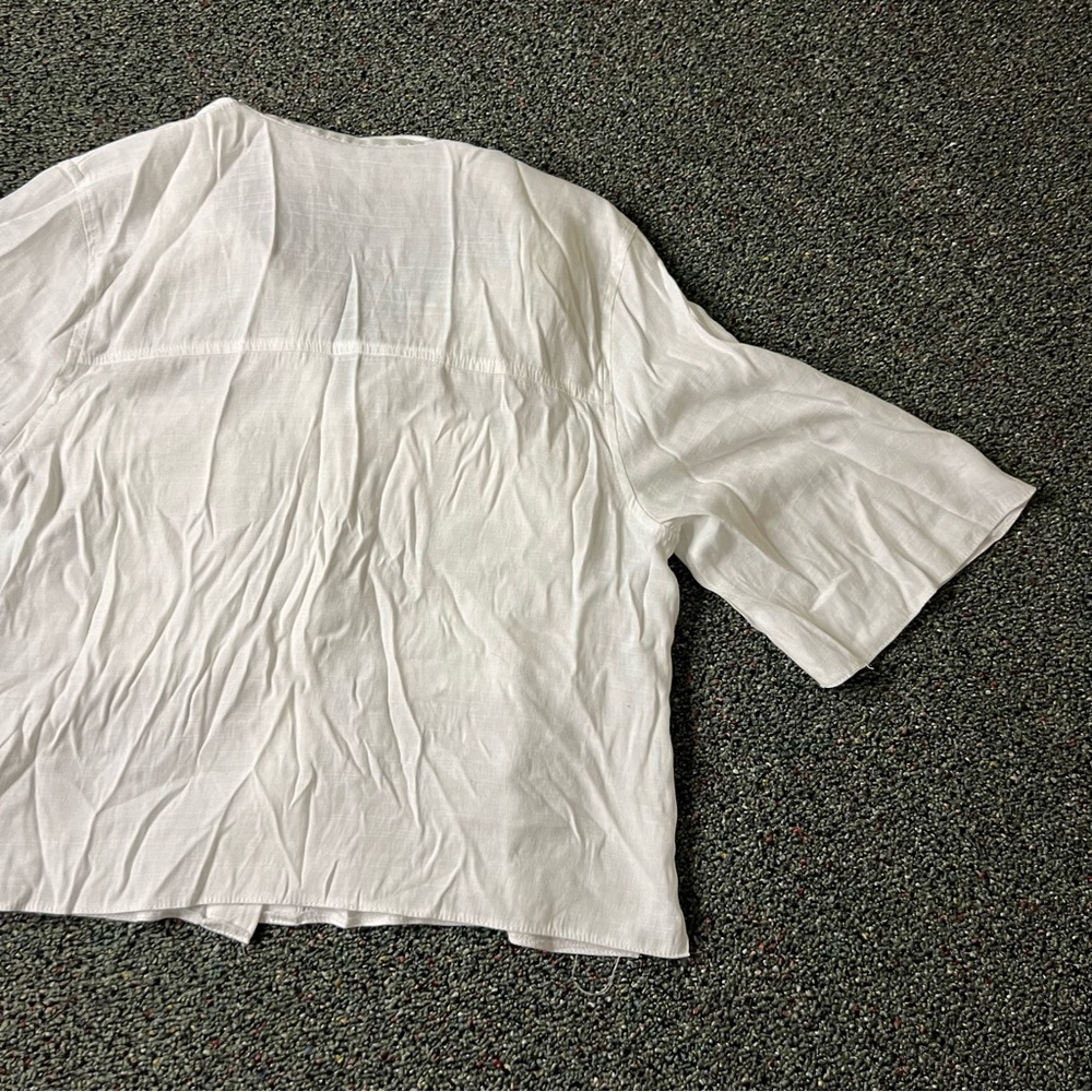 PRIMARK White Short-Sleeve Oversize Boxy Button Down Blouse Top Collar T-Shirt S - Picture 9 of 16